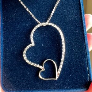 NIB Montana Silver CZ Double Heart necklace